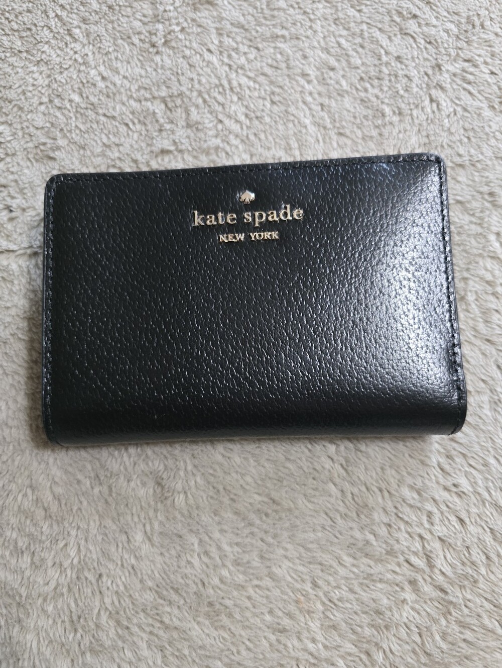 Kate Spade Small Bifold Wallet Black Textured Leather